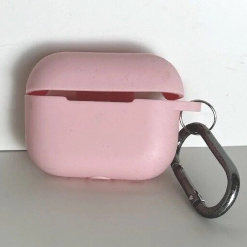 Pink AirPods Pro 2nd Gen (2022) Silicone Case Metal Carabiner Clip Colorful J-01